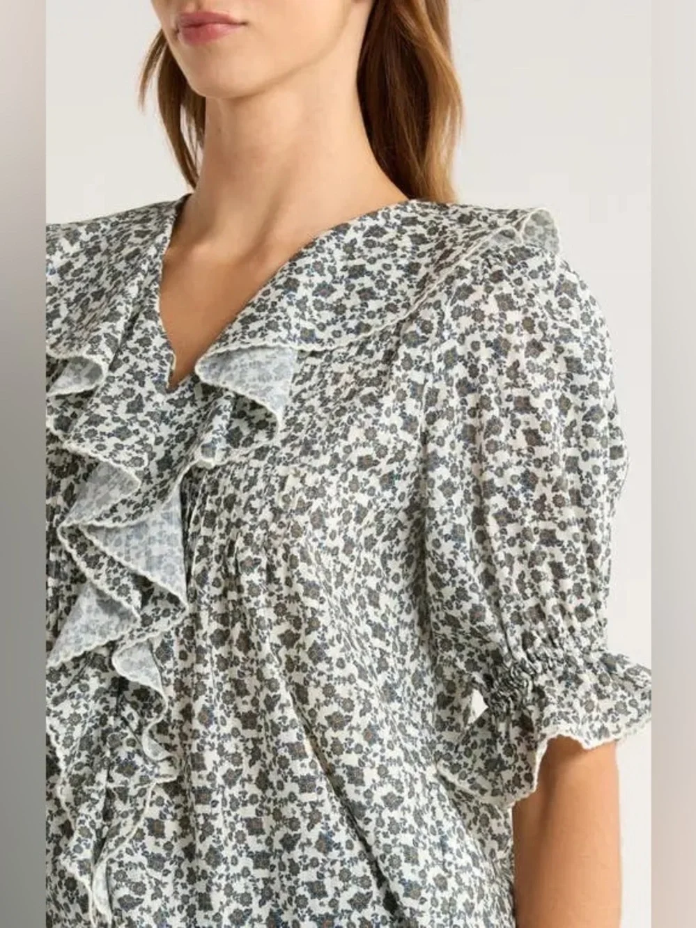 Madewell pintuck puff sleeve